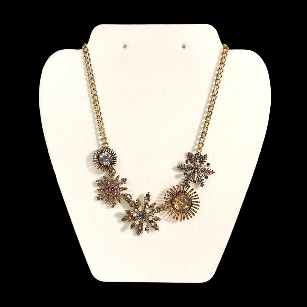 Betsey Johnson Gold Tone Winter Wonderland Holiday Rhinestone Statement …